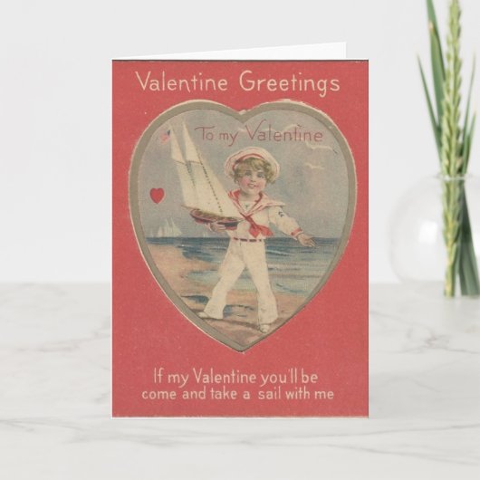 Vintag Sailor Boy Valentine Feiertagskarte (Vorderseite)