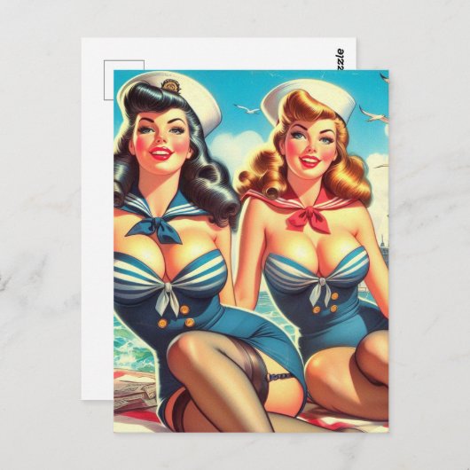 Vintag Sailor Button Ups Postkarte (Vorne/Hinten)