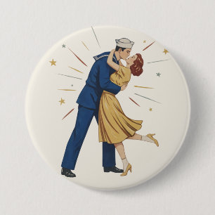 Vintag Sailor Kiss Pinup Button