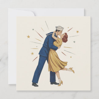 Vintag Sailor Kiss Pinup Feiertagskarte