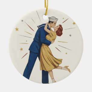 Vintag Sailor Kiss Pinup Keramik Ornament
