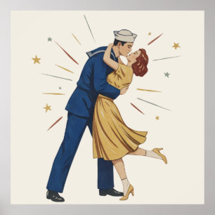 Vintag Sailor Kiss Pinup Poster