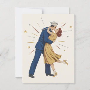 Vintag Sailor Kiss Pinup Postkarte