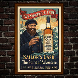 Vintag Sailor's Cask Bourbon Werbeplakat Poster