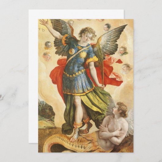 Vintag Saint Michael Defeats Lucifer Einladung (Vorne/Hinten)
