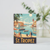 Vintag Saint-Tropez Frankreich Reisen Postkarte (Stehend Vorderseite)