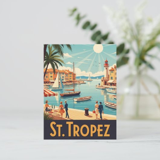 Vintag Saint-Tropez Frankreich Reisen Postkarte (Stehend Vorderseite)