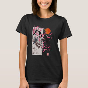 Vintag Sakura Blossom Japanische Kirchenlandschaft T-Shirt