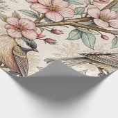 Vintag Sakura Cherry Blossom & Bird Ästhetik 2 Geschenkpapier (Ecke)