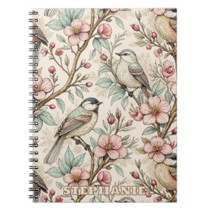 Vintag Sakura Cherry Blossom & Bird Ästhetik 2 Notizblock
