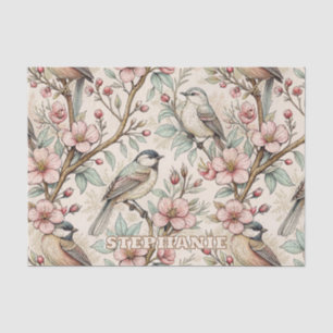 Vintag Sakura Cherry Blossom & Bird Ästhetik 2 Seidenpapier
