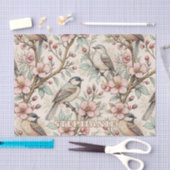 Vintag Sakura Cherry Blossom & Bird Ästhetik 2 Seidenpapier (Handwerk)