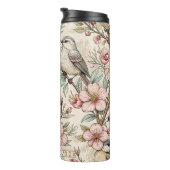 Vintag Sakura Cherry Blossom & Bird Ästhetik 2 Thermosbecher (Nach rechts gedreht)