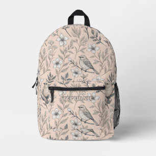 Vintag Sakura Cherry Blossom & Bird Ästhetik 3 Bedruckter Rucksack