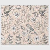 Vintag Sakura Cherry Blossom & Bird Ästhetik 3 Geschenkpapier (Flach)