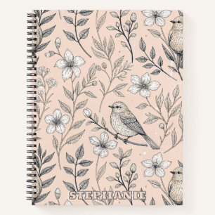 Vintag Sakura Cherry Blossom & Bird Ästhetik 3 Notizblock