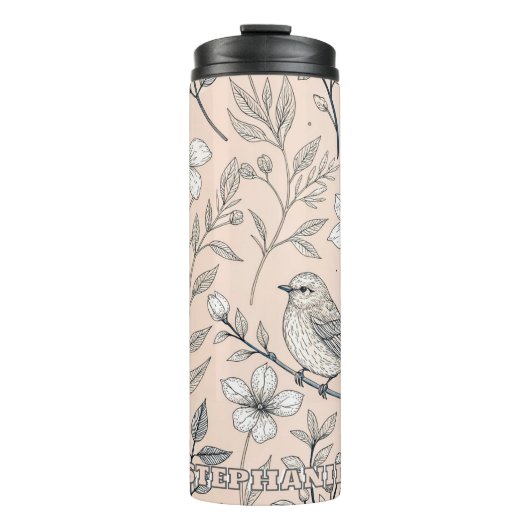 Vintag Sakura Cherry Blossom & Bird Ästhetik 3 Thermosbecher (Vorderseite)