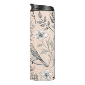 Vintag Sakura Cherry Blossom & Bird Ästhetik 3 Thermosbecher (Nach rechts gedreht)