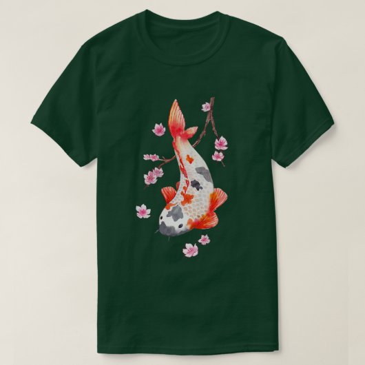 Vintag Sakura Kirschblossom mit Kois T-Shirt (Design vorne)