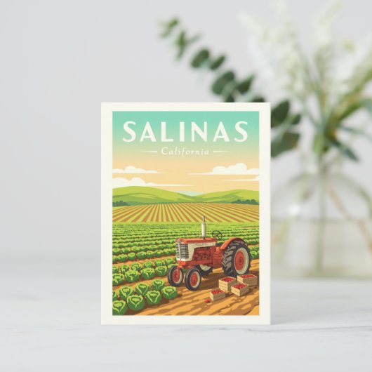Vintag Salinas California Postkarte (Stehend Vorderseite)