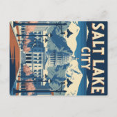 Vintag Salt Lake City Hauptstadt und Gebirge Postkarte (Vorderseite)
