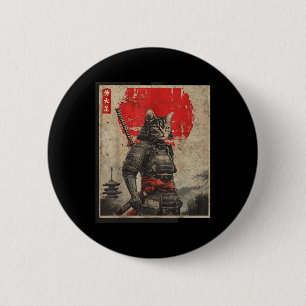 Vintag Samurai Cat Japanisch Grafische T-Shirts Me Button