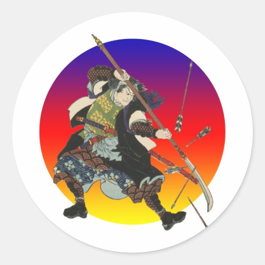 Vintag Samurai Runder Aufkleber (Vorderseite)