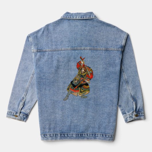 Vintag Samurai Warrior Asian Art Jeansjacke (Rückseite)