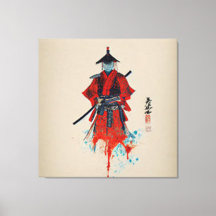 Vintag Samurai Warrior Stretched Canvas Print Leinwanddruck