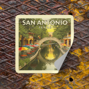 Vintag San Antonio Texas Quadratischer Aufkleber