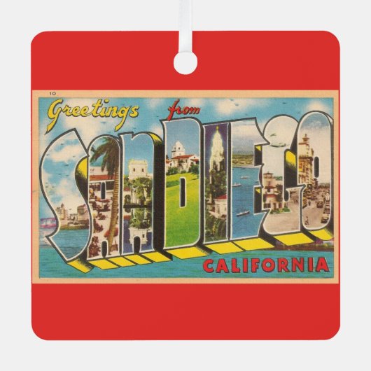 Vintag San Diego CA Ornament Aus Metall (Vorderseite)