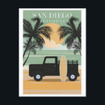 Vintag San Diego California Beach Travel Postkarte<br><div class="desc">Jeder würde Liebe haben,  dieses Vintage-Reiseplakat mit einer Retro-Abbildung des Strandes in San Diego,  Kalifornien,  zu erhalten!</div>