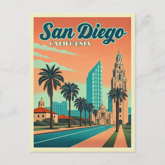 Vintag San Diego California Sunset Postkarte (Vorderseite)