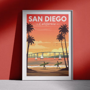Vintag San Diego Kalifornien Poster