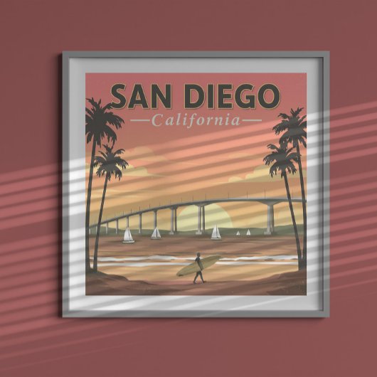 Vintag San Diego Kalifornien Poster