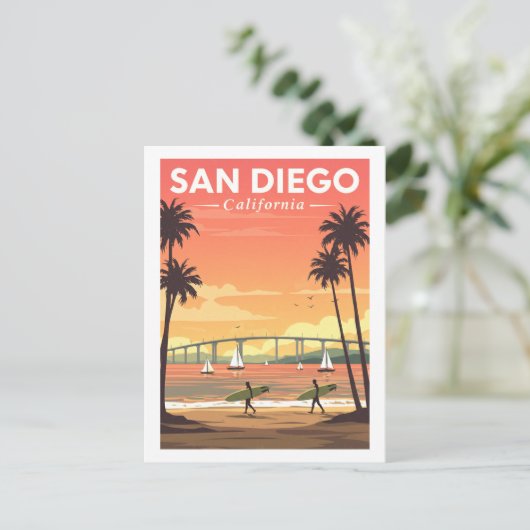 Vintag San Diego Kalifornien Postkarte (Stehend Vorderseite)