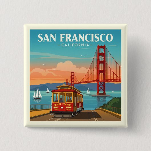 Vintag San Francisco Kalifornien Button (Vorderseite)
