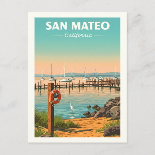 Vintag San Mateo California Postkarte (Vorderseite)