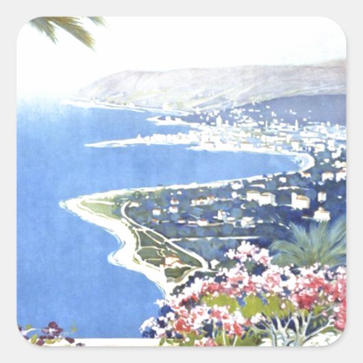 Vintag San Remo Italien Reisen Quadratischer Aufkleber (Vorderseite)