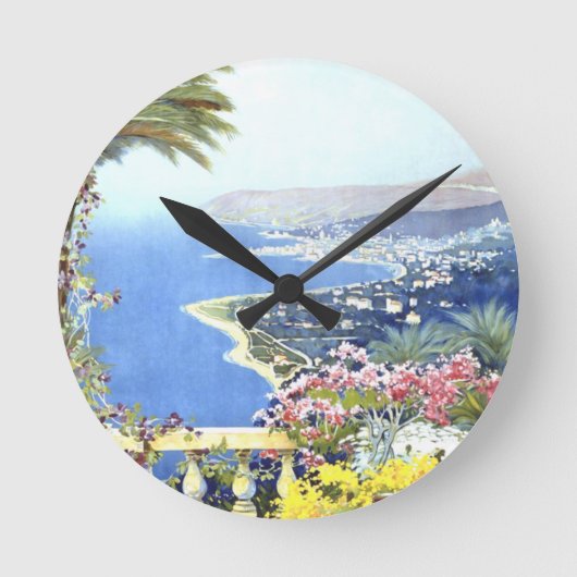 Vintag San Remo Italien Reisen Runde Wanduhr (Vorderseite)