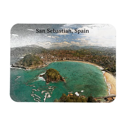 Vintag San Sebastian Spanien Reisen Magnet (Horizontal)