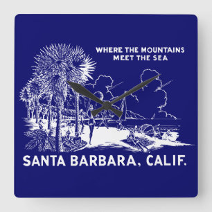 Vintag Santa Barabara Kalifornien Quadratische Wanduhr