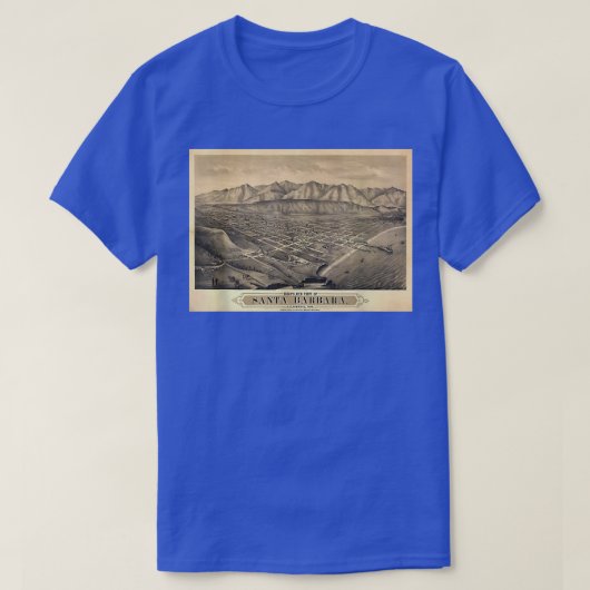 Vintag Santa Barbara CA Karte (1877) T - Shirt (Design vorne)