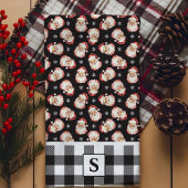Vintag Santa Black Gingham Mit Monogramm Weihnacht Geschirrtuch