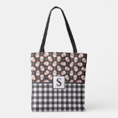 Vintag Santa Black Gingham Mit Monogramm Weihnacht Tasche (Rückseite)