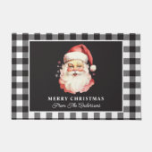 Vintag Santa Black Gingham Personalisiert Weihnach Fußmatte (Vorderseite)