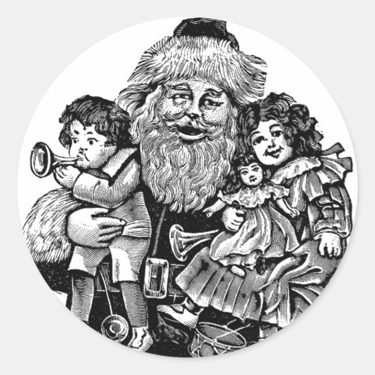 VINTAG SANTA CHRISTMAS ROUND STICKER (Vorderseite)