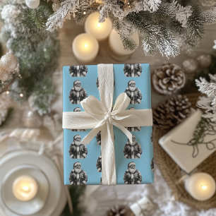 Vintag Santa Claus Baby Blue Geschenkpapier