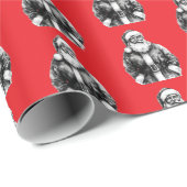 Vintag Santa Claus Bright Red Geschenkpapier (Rolleneckpunkt)
