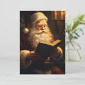 Vintag Santa Claus Reading Feiertagskarte (Stehend Vorderseite)